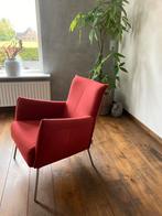 Rode Stoffen Fauteuil met Metalen Poten, Ophalen, Zo goed als nieuw, 75 tot 100 cm, Metaal