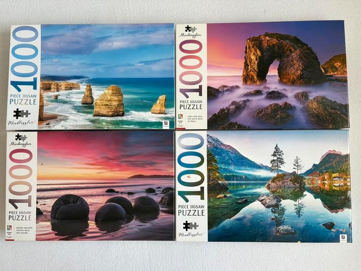 4 Mindboggler puzzels, Hobby en Vrije tijd, Denksport en Puzzels, Zo goed als nieuw, Legpuzzel, 500 t/m 1500 stukjes, Ophalen of Verzenden