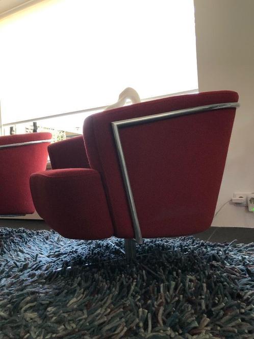 Twee draaibare design Harvink fauteuils type Bolder, Huis en Inrichting, Fauteuils, Gebruikt, Metaal, Stof, 50 tot 75 cm, 75 tot 100 cm