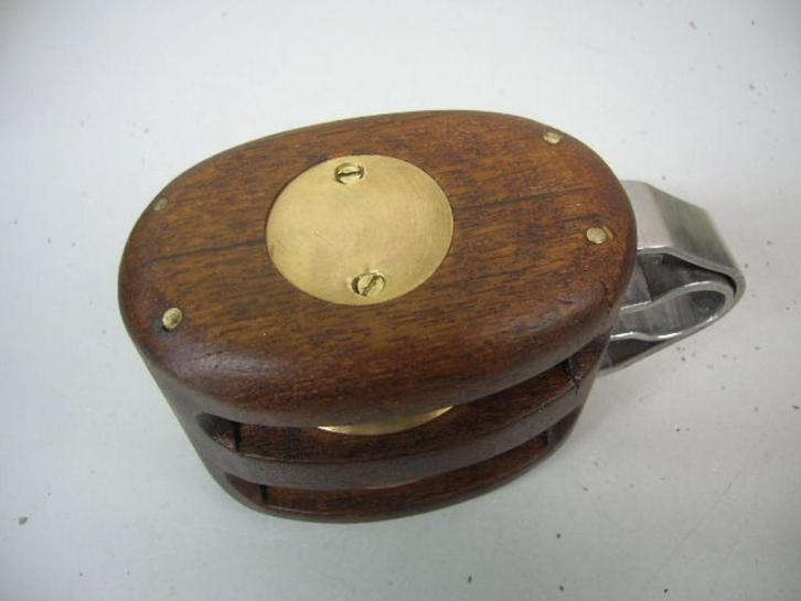 Teak houten blok / katrol, dubbelschijfs, voor 12 mm lijn, Watersport en Boten, Accessoires en Onderhoud, Nieuw, Lijn of Blok
