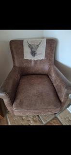 Stoere Nubuck leren stoel, Huis en Inrichting, Stoelen, Ophalen, Gebruikt, Bruin, Leer