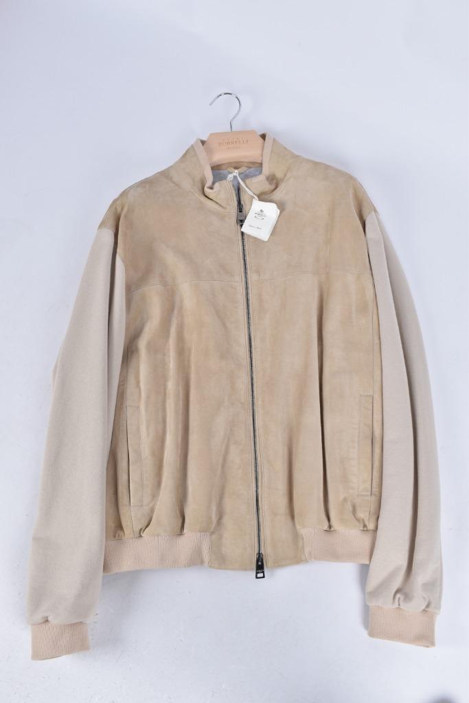 SALE! Nieuw €1500 Luigi Borrelli bomberjas maat 60, Kleding | Heren, Jassen | Zomer, Nieuw, Overige maten, Beige, Ophalen of Verzenden