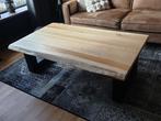 Boomstam salontafel met metalen onderstel, Huis en Inrichting, Tafels | Salontafels, Ophalen, 100 tot 150 cm, 50 tot 100 cm, Zo goed als nieuw