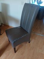Grijze stoel met beschadigingen, Huis en Inrichting, Stoelen, Ophalen, Gebruikt, Leer, Eén
