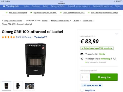 Gimeg infrarood gaskachel, Caravans en Kamperen, Kampeeraccessoires, Gebruikt, Ophalen