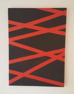 Abstract modern zwart rood schilderij kunst op doek 120*80cm, Antiek en Kunst, Ophalen of Verzenden