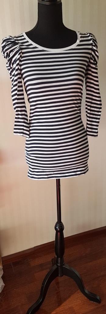 Lange gestreepte Pieces top tuniek met pofmouwen zgan 36 S., Kleding | Dames, Blouses en Tunieken, Zo goed als nieuw, Maat 36 (S)