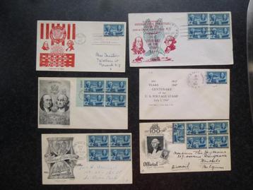 USA  6 fdc's met zegels 947 uit 1947 beschikbaar voor biedingen