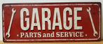 Garage parts and service reclamebord van metaal wandbord, Nieuw, Ophalen of Verzenden