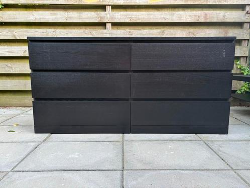 Zwarte ladekast met 6 lades (IKEA MALM), Huis en Inrichting, Kasten | Ladekasten, Gebruikt, Minder dan 100 cm, 150 tot 200 cm
