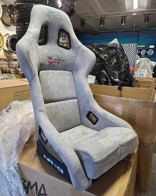 NRG Prisma Ultra Alcantara Grijs Kuipstoel Sportstoel, Auto diversen, Tuning en Styling, Ophalen of Verzenden