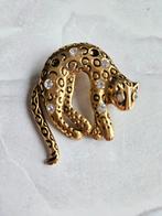 Vintage Panter Broche met Bewegende Staart, Overige materialen, Gebruikt, Minder dan 4 cm, Ophalen of Verzenden