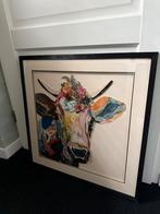 Collage van een koe in mooie lijst van kunststof., Ophalen, Overige typen, Zo goed als nieuw, Minder dan 50 cm
