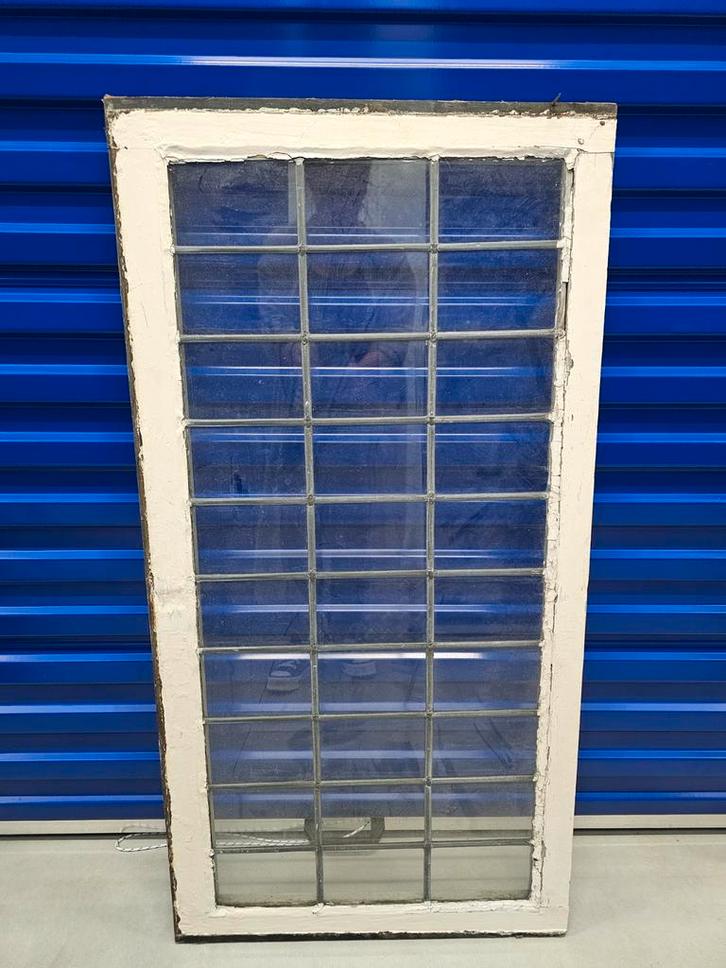 Antiek glas in lood raam uit dijkwoning, Doe-het-zelf en Verbouw, Glas en Ramen, Gebruikt, Gevelraam of Ruit, 80 tot 120 cm, Minder dan 80 cm