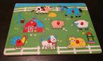 Noppen puzzel boerderij dieren (1), Ophalen of Verzenden, Minder dan 10 stukjes, Zo goed als nieuw, Van hout