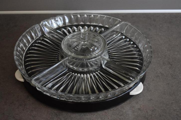 Draaiplateau met serveerschalen snackrondel Lazy Susan, Antiek en Kunst, Antiek | Keukenbenodigdheden, Ophalen of Verzenden