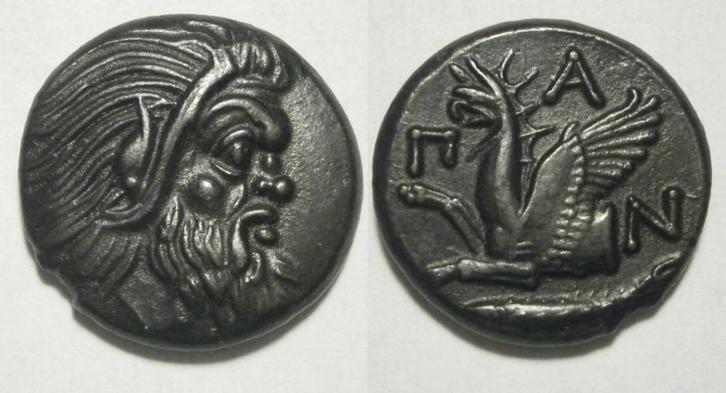 Griekse munt Pantikapaion AE20 -  PAN / griffin - 325-310 BC, Postzegels en Munten, Munten | Europa | Niet-Euromunten, Losse munt