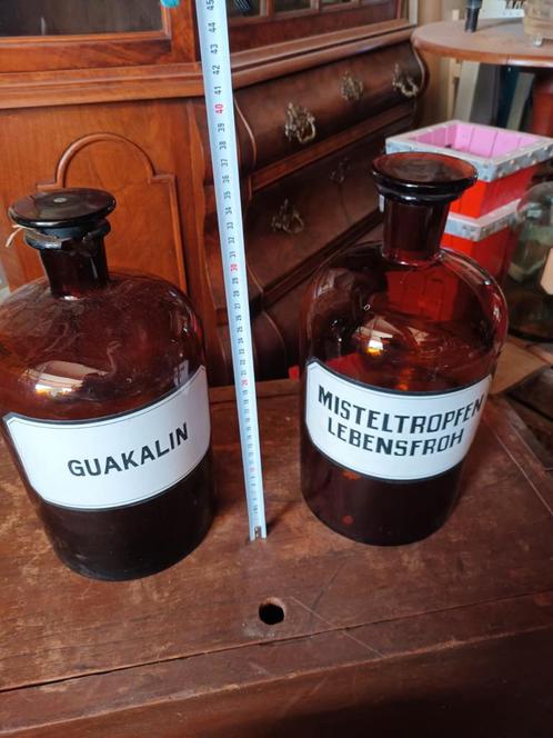 Set oude glazen apothekersflessen 34cm, Antiek en Kunst, Antiek | Glas en Kristal, Ophalen of Verzenden
