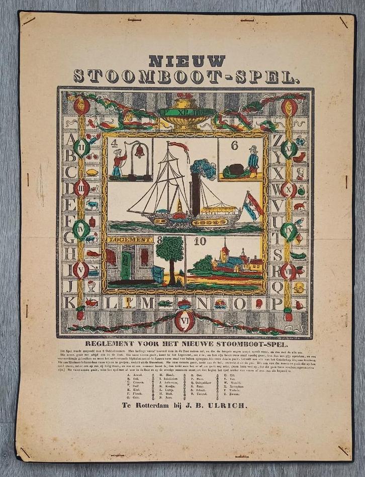 Antiek Boordspel Nieuw Stoomboot-spel - Zeldzaam, Antiek en Kunst, Kunst | Etsen en Gravures, Ophalen of Verzenden