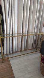 Sidetable / wandtafel / haltafel, metaal & glas, goud, Huis en Inrichting, Tafels | Sidetables, Ophalen, Zo goed als nieuw, Glas