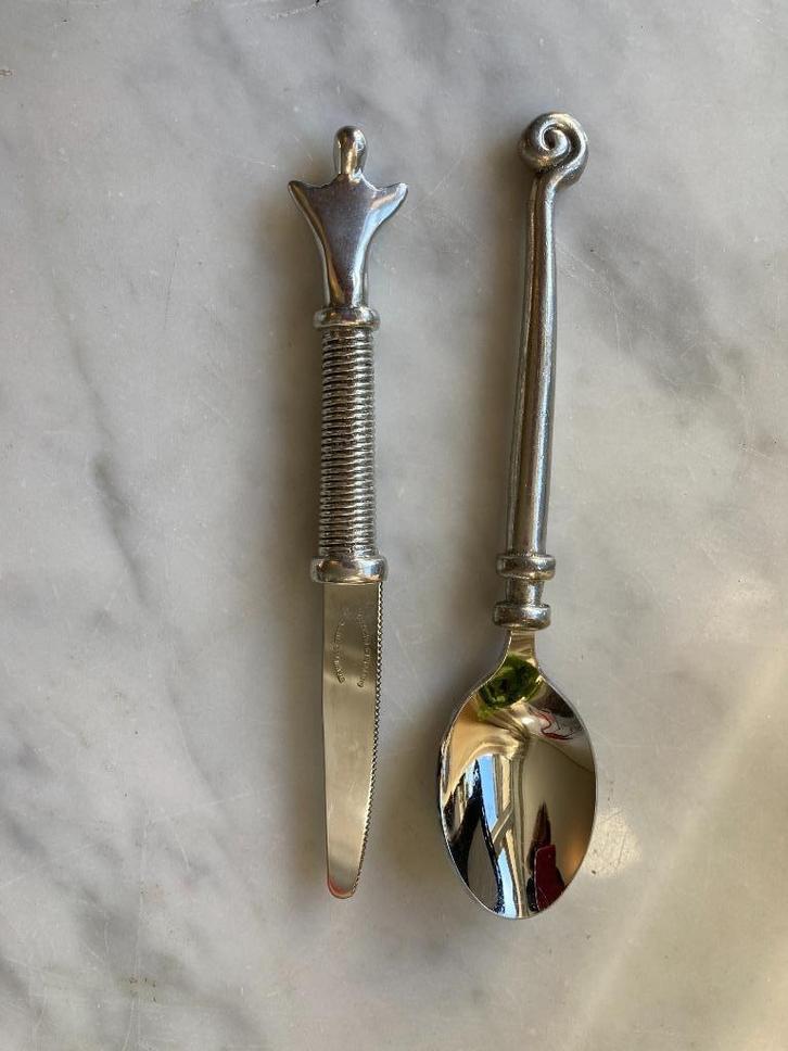 Carrol Boyes design lepeltje en fruitmesje, Huis en Inrichting, Keuken | Bestek, Zo goed als nieuw, Rvs of Chroom, Ophalen of Verzenden