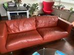 Minotti leren bank 3 1/2 zits, kleur oranje bruin/ cognac, Ophalen, Gebruikt, Design Minotti, Driepersoons