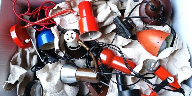 wandspots /plafondspots/vintage spot/retro spot/oranje/wit, Huis en Inrichting, Lampen | Spots, Gebruikt, Metaal of Aluminium