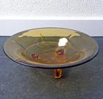 Sklo Union Rudolfova Hut Argos schaal amber glas vintage, Gebruikt, Schaal, Rond, Ophalen of Verzenden