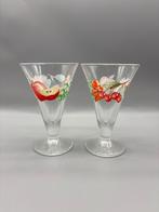 Set vintage ijscoupes fruitprint 70's 2 stuks, Antiek en Kunst, Ophalen of Verzenden