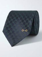 GUCCI Groen Blauw zijde GG horsebit HEREN stropdas, Overige kleuren, Ophalen of Verzenden, Zo goed als nieuw, Gucci