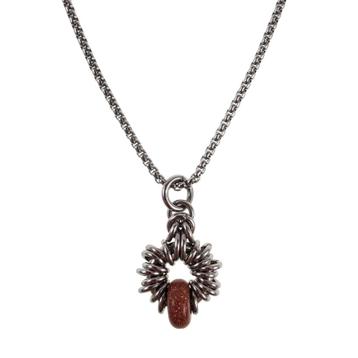 55cm x 2mm Jasseron-Ketting + 32mm Goudkleurige Zandsteen beschikbaar voor biedingen