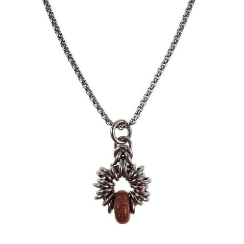 55cm x 2mm Jasseron-Ketting + 32mm Goudkleurige Zandsteen, Sieraden, Tassen en Uiterlijk, Kettingen, Nieuw, Overige materialen