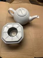 Witte Theepot met Warmhouder, Ophalen of Verzenden, Gebruikt