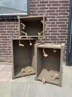 Houten Kistenset met Touw Handvatten, Ophalen, Minder dan 50 cm, Gebruikt, 50 tot 100 cm