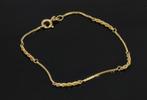 Koord schakel venetiaans 14k gouden dames armband fraai, Voordeelsieraden, Ophalen of Verzenden, Zo goed als nieuw, Met edelsteen