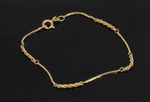 Koord schakel venetiaans 14k gouden dames armband fraai, Sieraden, Tassen en Uiterlijk, Armbanden, Zo goed als nieuw, Goud, Goud