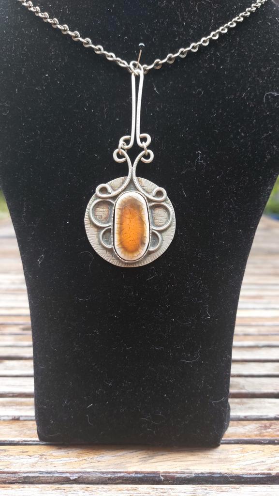 Vintage Emaille & Stalen Hangers, Sieraden, Tassen en Uiterlijk, Antieke sieraden, Hanger, Overige materialen, Met edelsteen, Ophalen of Verzenden
