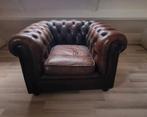 Chesterfield fauteuil bruin, Ophalen, Gebruikt, 75 tot 100 cm