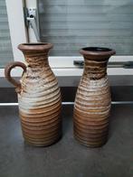 Scheurich West Germany bloempot / vaas set bruin, Tuin en Terras, Bloempotten, Rond, Ophalen of Verzenden, Aardewerk, Minder dan 40 cm