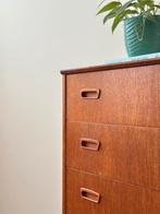 Vintage ladekast teak hout jaren 50/60 Deens Scandinavisch, Huis en Inrichting, Kasten | Ladekasten, Ophalen, Gebruikt, 100 tot 150 cm
