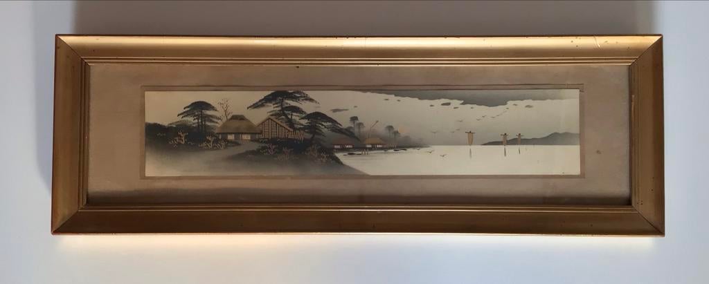 Oosters schilderij met gouden lijst, Antiek en Kunst, Ophalen of Verzenden