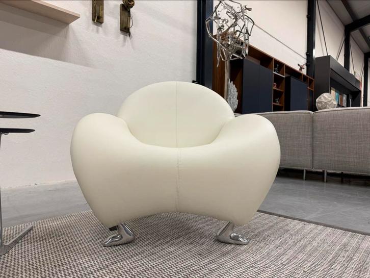 (1) Nieuw Leolux Papageno Fauteuils leer wit design stoel, Huis en Inrichting, Fauteuils, Nieuw, Leer, 75 tot 100 cm, Ophalen of Verzenden