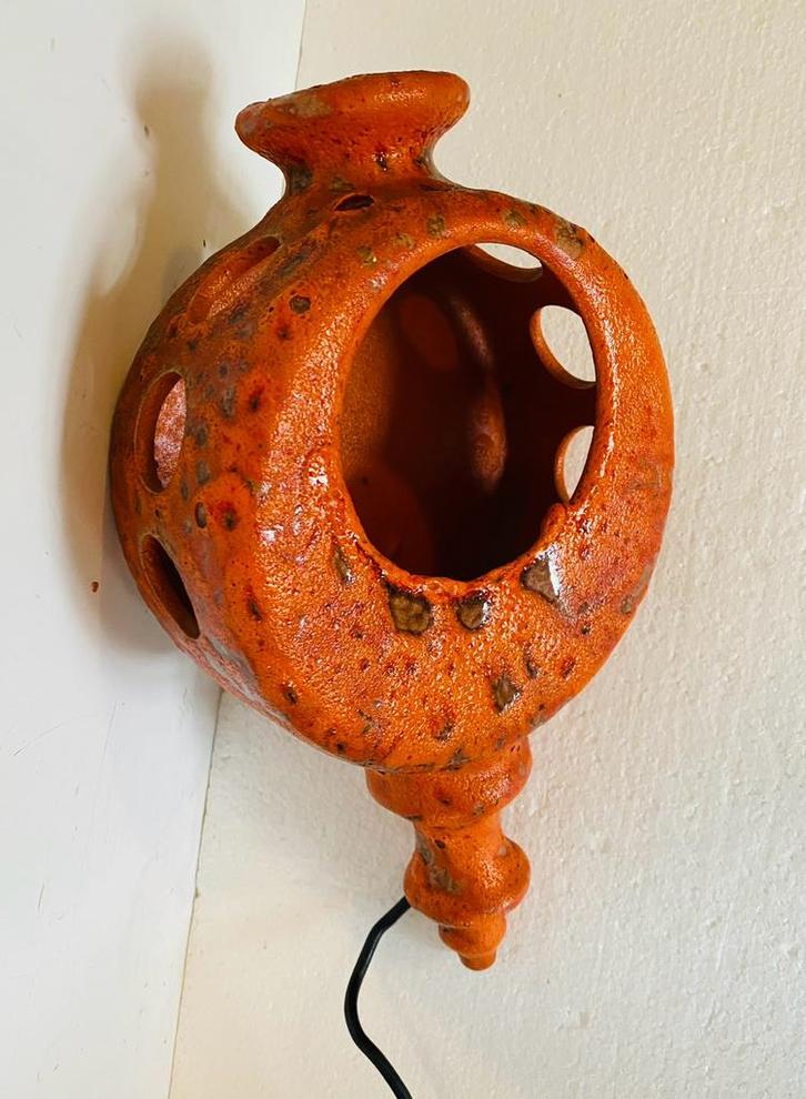 Oranje keramiek wandlamp , West Germany, Huis en Inrichting, Lampen | Wandlampen, Gebruikt, Overige materialen, Ophalen of Verzenden