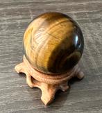 Tijgeroog bol met houten houdertje, Ophalen of Verzenden, Mineraal