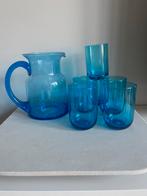 Vintage turquoise PICHET set met bijpassende glazen – uniek!, Ophalen of Verzenden