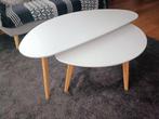 Witte bijzettafelset, Huis en Inrichting, Tafels | Bijzettafels, Minder dan 55 cm, Ophalen of Verzenden, Zo goed als nieuw, 60 cm of meer