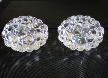 Set/2 Orrefors Raspberry votives, waxinelichthouders kristal beschikbaar voor biedingen