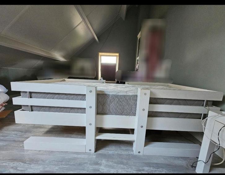 Kinderbed 90x200 hout bed frame randen wit, Kinderen en Baby's, Kinderkamer | Stapelbedden en Hoogslapers, Gebruikt, Ophalen
