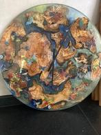 klokken epoxy doorsnede 60 cm met vlinders olijfhout Uniek , Ophalen, Nieuw, Wandklok