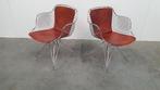 2 Design Wire Chairs Chroom Met Cognac Seat Pads, Ophalen, Kunststof, Twee, Bruin